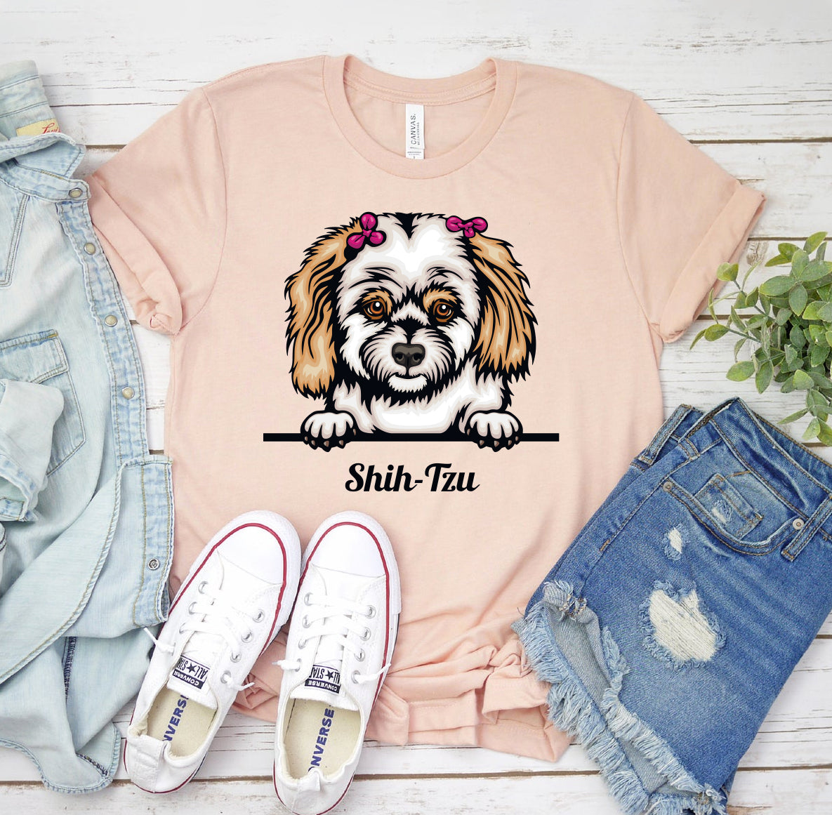 Peeking Shih Tzu Dog T-shirt